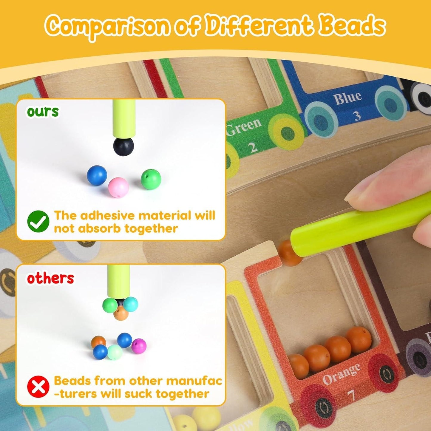 Magnetic Color & Number Maze – Montessori Wooden Puzzle Game Board