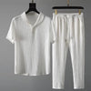 Men's Crinkled Co-Ord Set White
