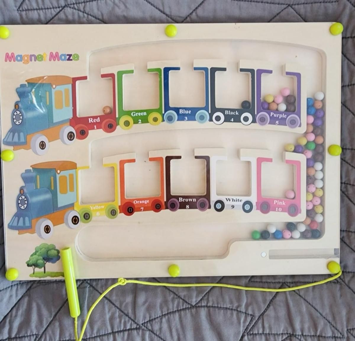 Magnetic Color & Number Maze – Montessori Wooden Puzzle Game Board